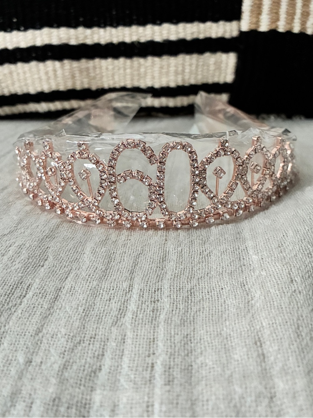 60 Queen 60th Birthday Rose Gold tone and Rhinestone Tiara. NEW; NIP